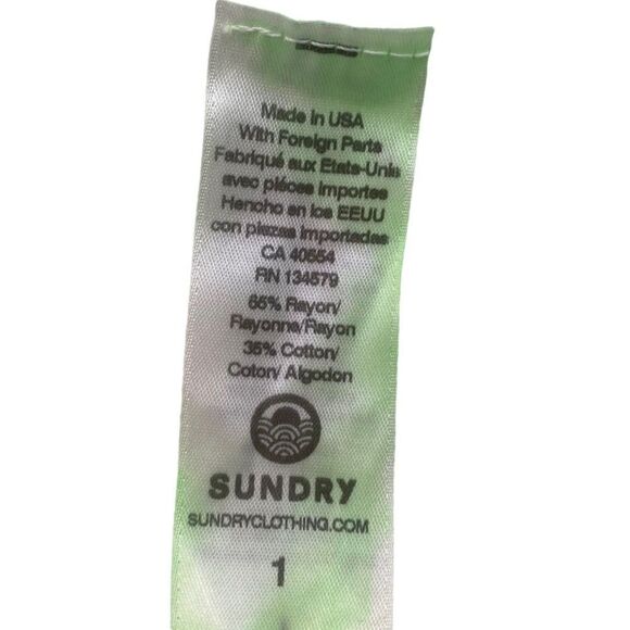 SUNDRY Green Tie Dye Drawstring Terry Sweat Shorts, Size 1 (Small) New - Picture 6 of 8